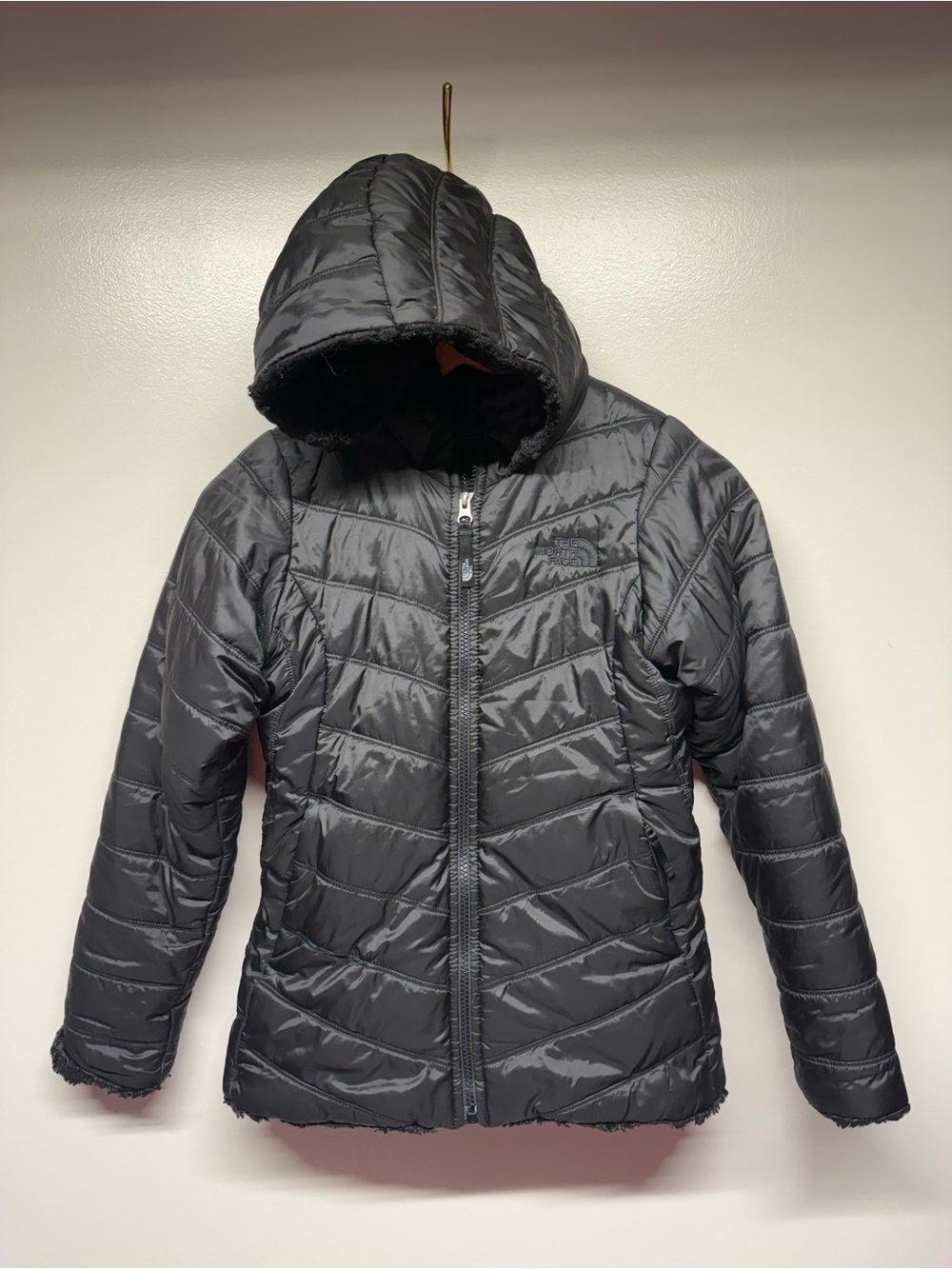The North Face Kids Black Hooded Quilted Puffer Jacket